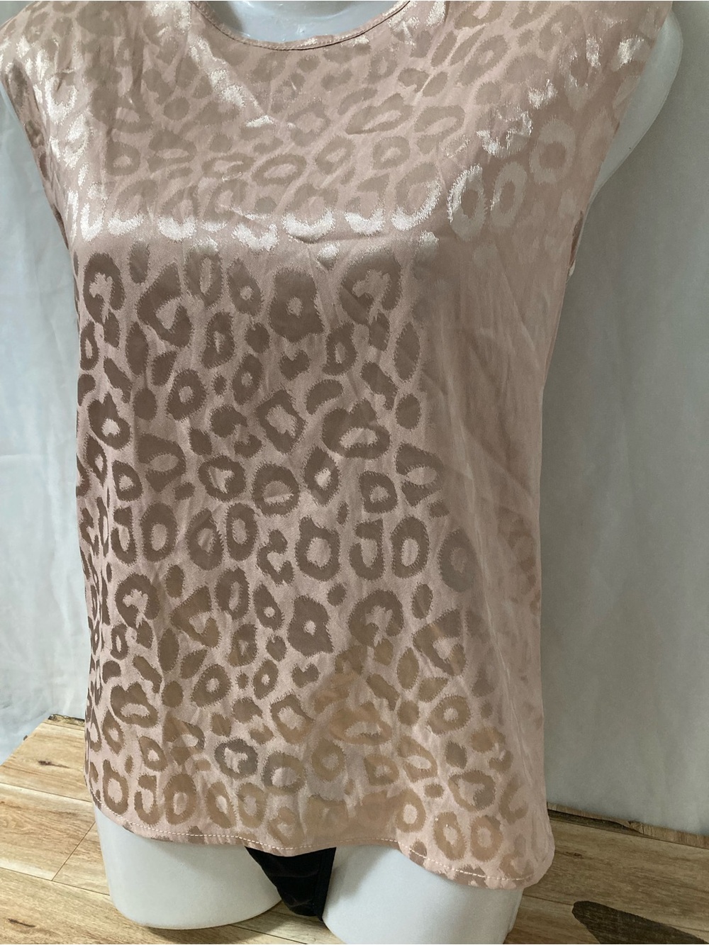 Pink Leopard Jacquard Sleeveless Blouse Size Small Unbranded